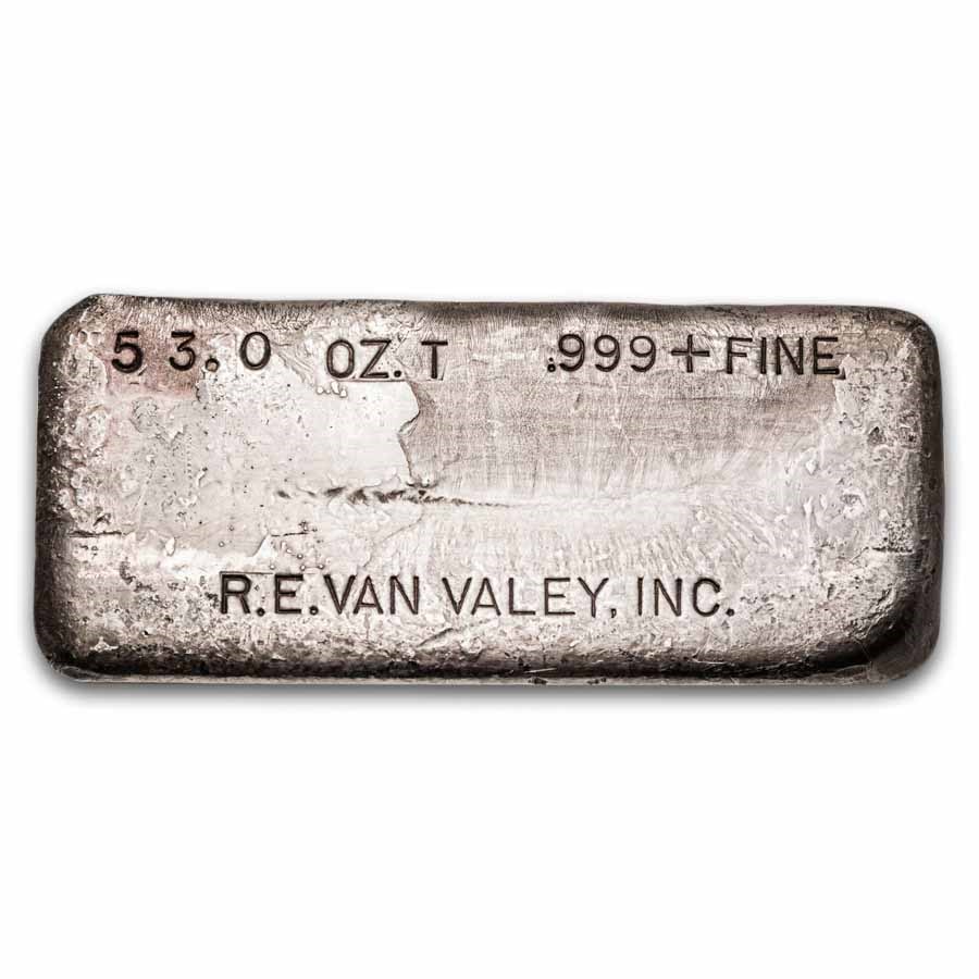 53 oz Silver Bar - Vintage R.E. Van Valey Inc.