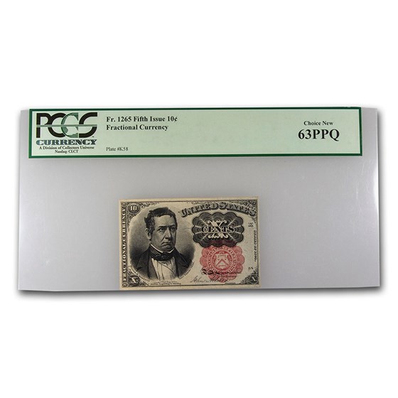 5th Issue Fractional Currency 10 Cents CU-63 PPQ PCGS (Fr#1265) 5th Issue Fractional Currency 10 Cents CU-63 PPQ PCGS (Fr#1265)