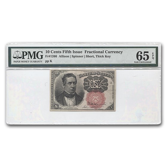 5th Issue Fractional Currency 10 Cents CU-65 EPQ PMG (Fr#1266) 5th Issue Fractional Currency 10 Cents CU-65 EPQ PMG (Fr#1266)