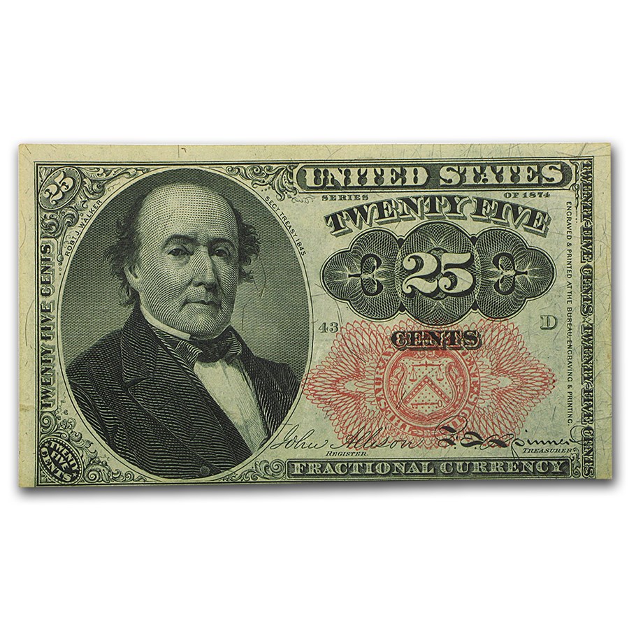 5th Issue Fractional Currency 25 Cents AU (Fr#1308)
