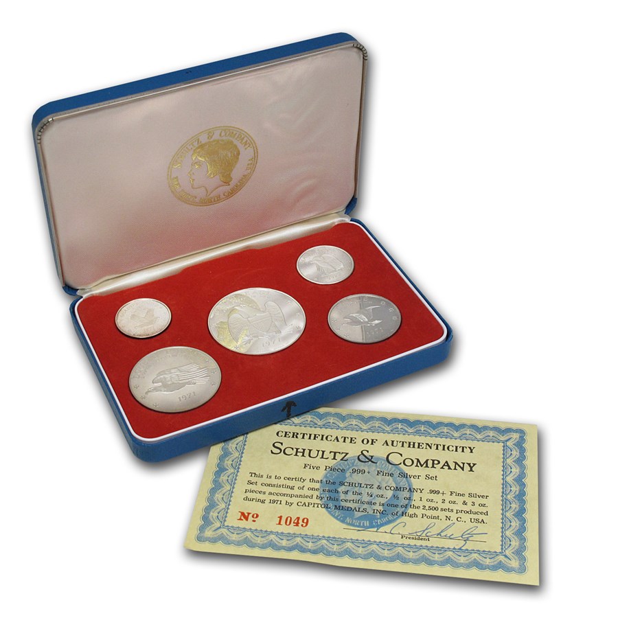 6.75 oz Silver Round - Schultz & Company (5 Pc Silver Eagle Set)