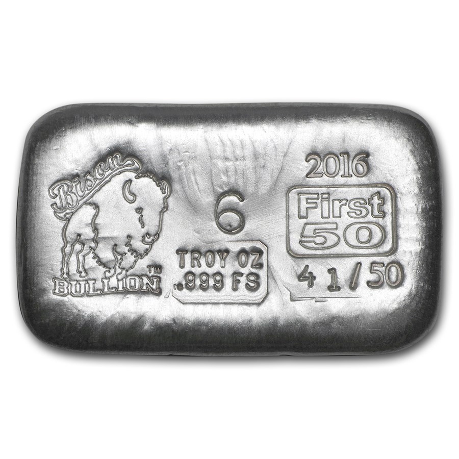 6 oz Silver Bar - Bison Bullion (1st 50 Issued)