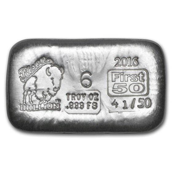 6 oz Silver Bar - Bison Bullion (1st 50 Issued) 6 oz Silver Bar - Bison Bullion (1st 50 Issued)