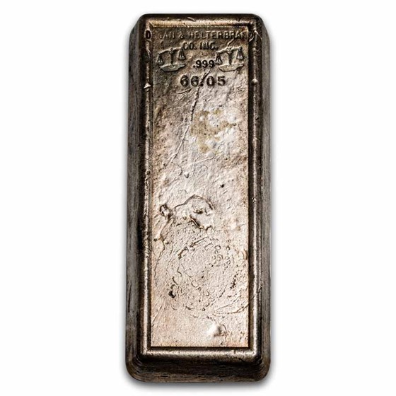 66.05 oz Silver Bar - Vintage Dugan & Helterbrand Company (D&H)