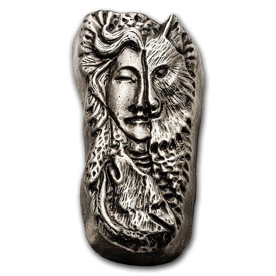 7 oz Hand Poured Silver Bar - Wolf Woman 7 oz Hand Poured Silver Bar - Wolf Woman