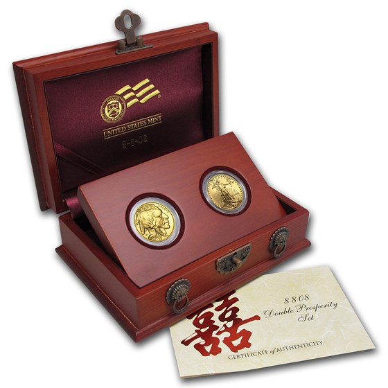 8-8-2008 2-Coin Gold Double Prosperity Set (w/Box & COA) 8-8-2008 2-Coin Gold Double Prosperity Set (w/Box & COA)