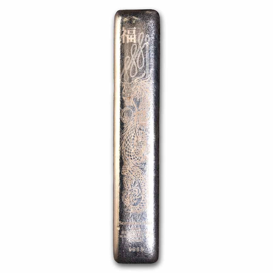 8.88 oz Ag Bar -Scottsdale Mint Dragon Cast Bar (Random Scruffy)