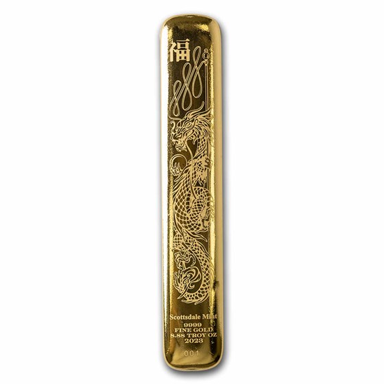 8.88 oz Gold Bar -Scottsdale Mint Lucky Dragon Cast Gold Bar 2023 8.88 oz Gold Bar -Scottsdale Mint Lucky Dragon Cast Gold Bar 2023