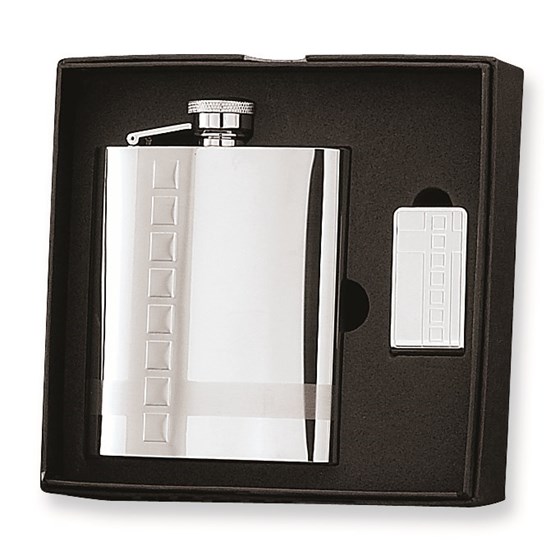 8 oz. Classic Stainless Steel Flask & Money Clip Gift Set 8 oz. Classic Stainless Steel Flask & Money Clip Gift Set