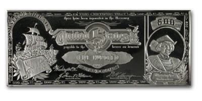 8 oz Silver Bar - $500 Bill (Columbus) 8 oz Silver Bar - $500 Bill (Columbus)