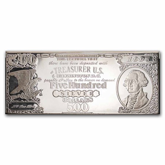 8 oz Silver Bar - $500 Silver Certificate (Washington) 8 oz Silver Bar - $500 Silver Certificate (Washington)