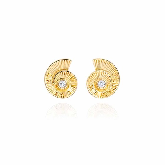 886 by The Royal Mint 18K Gold Tutamen Diamond Stud Earrings