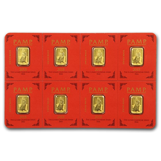 8x1 gram Gold Bar PAMP Suisse Lunar Dog Multigram+8 (In Assay) 8x1 gram Gold Bar PAMP Suisse Lunar Dog Multigram+8 (In Assay)