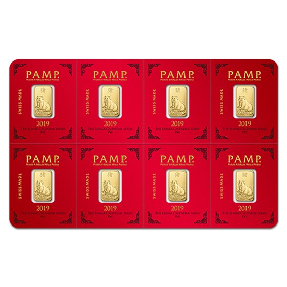 8x1 gram Gold Bar PAMP Suisse Lunar Pig Multigram+8 (In Assay) 8x1 gram Gold Bar PAMP Suisse Lunar Pig Multigram+8 (In Assay)