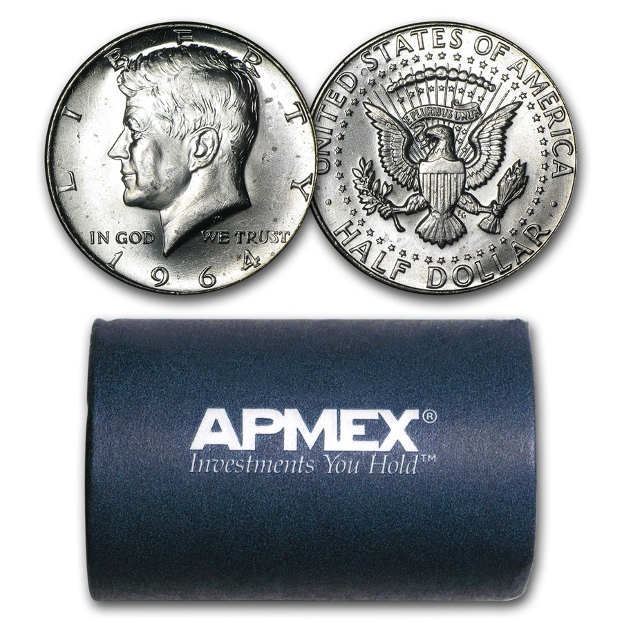 90% Silver 1964-P/D Kennedy Half Dollar 20-Coin Roll BU