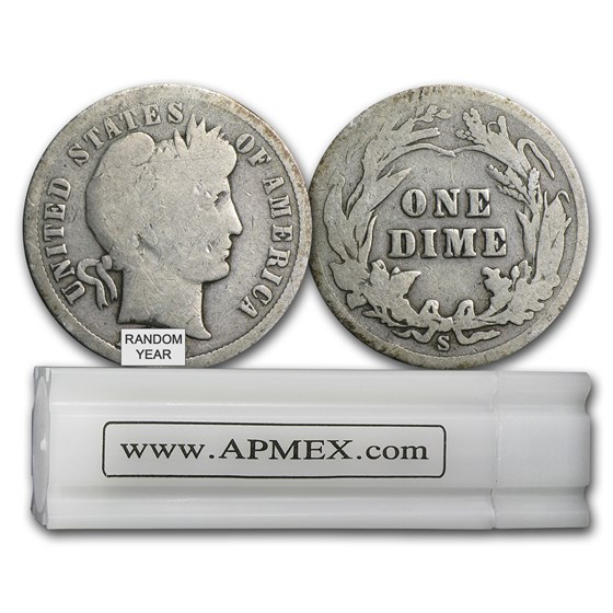 90% Silver Barber Dimes 50-Coin Roll (Almost Good)