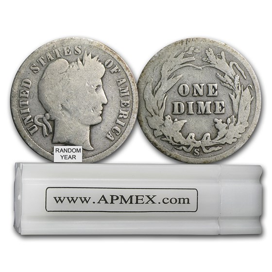 90% Silver Barber Dimes 50-Coin Roll (Almost Good) 90% Silver Barber Dimes 50-Coin Roll (Almost Good)