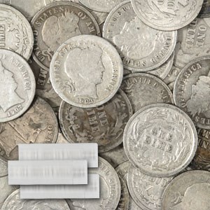 90% Silver Barber Dimes 50-Coin Roll Culls 90% Silver Barber Dimes 50-Coin Roll Culls