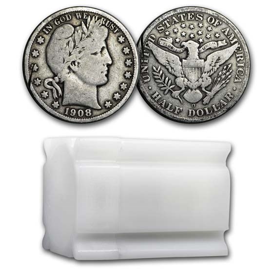 90% Silver Barber Halves $10 20-Coin Roll Culls