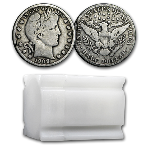90% Silver Barber Halves $10 20-Coin Roll Culls 90% Silver Barber Halves $10 20-Coin Roll Culls