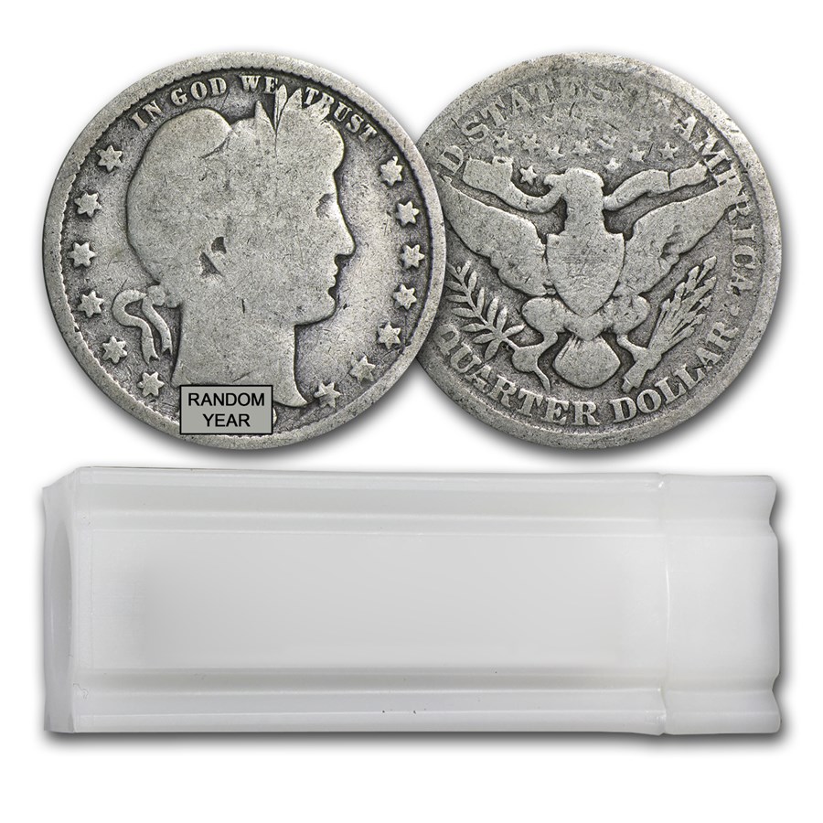 90% Silver Barber Quarters 40-Coin Roll (Almost Good)