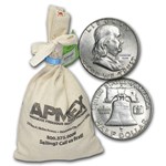 90% Silver Franklin Half-Dollars $100 Face Value Bag AU