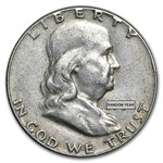 90% Silver Franklin Halves $10 20-Coin Roll Avg Circ