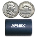 90% Silver Franklin Halves \$10 20-Coin Roll Avg Circ
