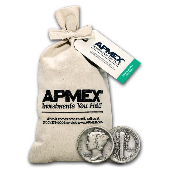 90% Silver Mercury Dime $500 Face Value Bag