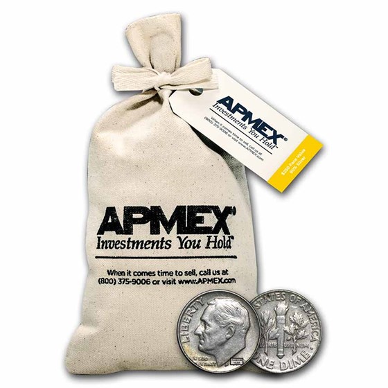 90% Silver Roosevelt Dimes $250 Face Value Bag 90% Silver Roosevelt Dimes $250 Face Value Bag