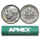 90% Silver Roosevelt Dimes 50-Coin Roll Avg Circ