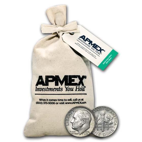 90% Silver Roosevelt Dimes $500 Face Value Bag