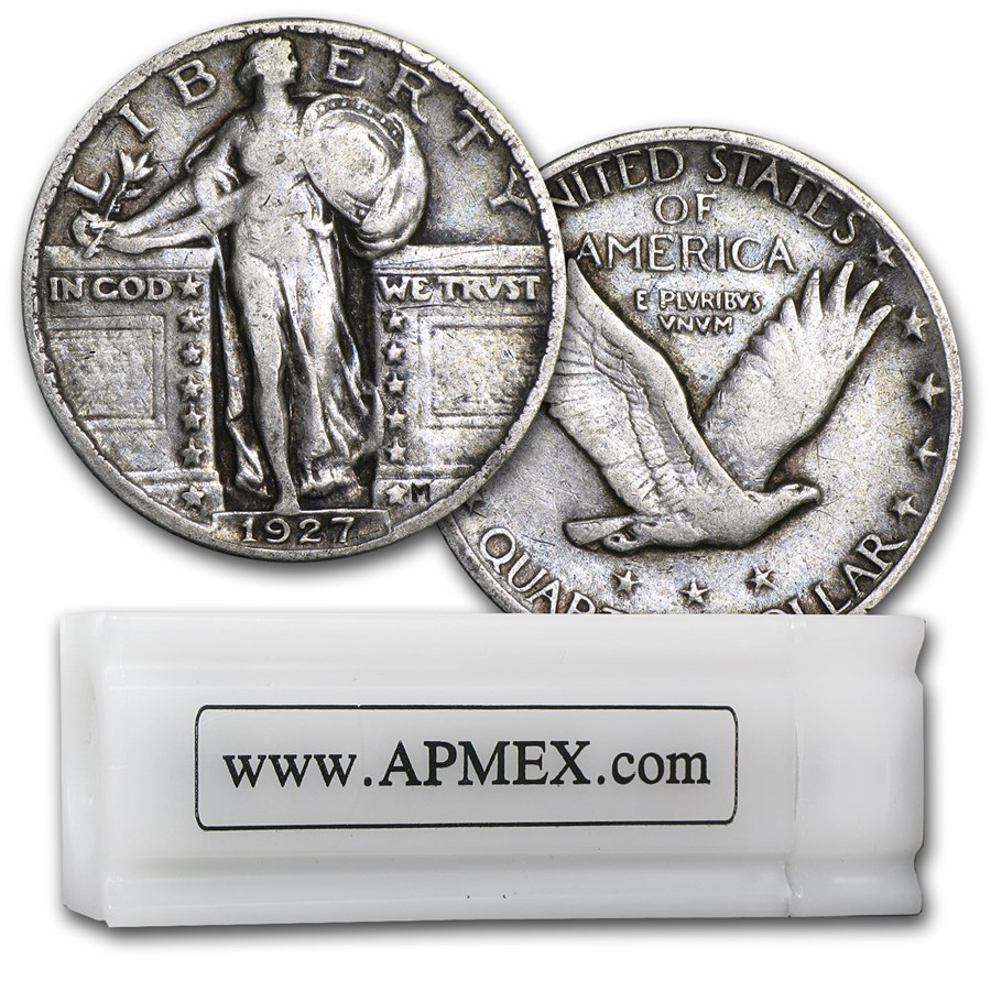 90% Silver Standing Liberty Quarters 40-Coin Roll Fine+