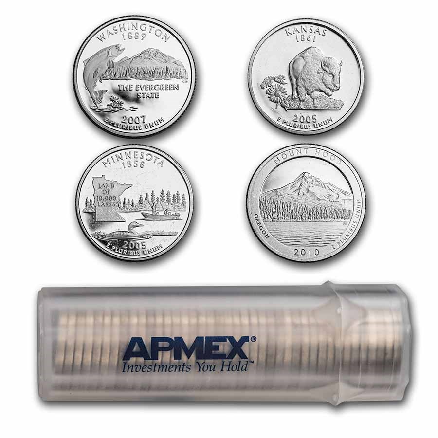 How much is a roll of 1964 silver quarters worth Buy 90 Silver Statehood Atb Quarters 40 Coin Roll Proof Apmex