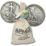 90% Silver Walking Liberty Half-Dollars $100 Face Value Bag XF