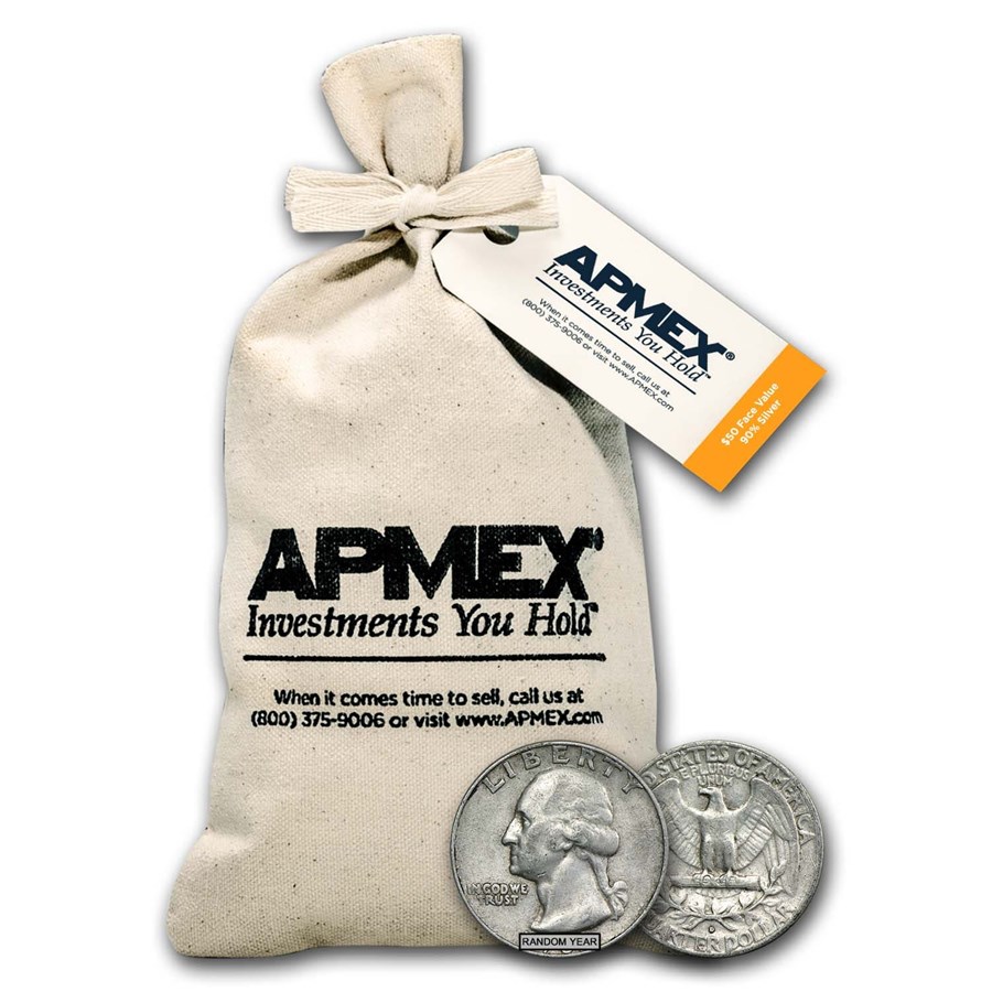 90% Silver Washington Quarters $50 Face Value Bag