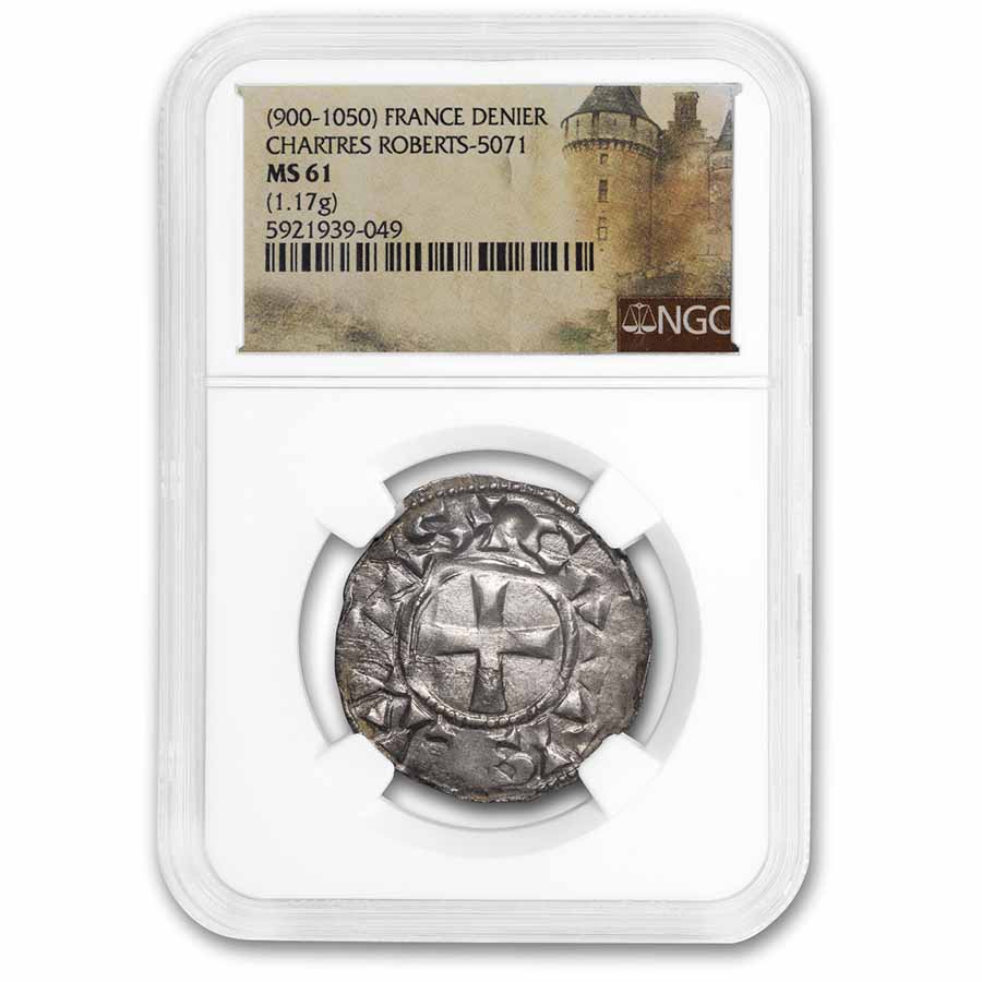 Buy (900-1050) France County of Chartres Silver Denier MS-61 NGC