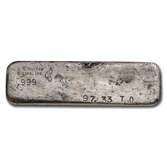 97.33 oz Silver Bar - B. R. MacKay & Sons 97.33 oz Silver Bar - B. R. MacKay & Sons