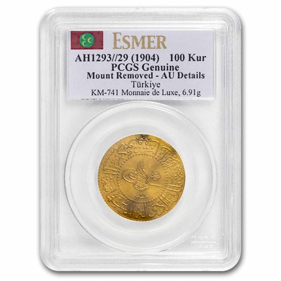AH 1293//29 (1904) Turkey Gold 100 Kurush AU Details PCGS AH 1293//29 (1904) Turkey Gold 100 Kurush AU Details PCGS