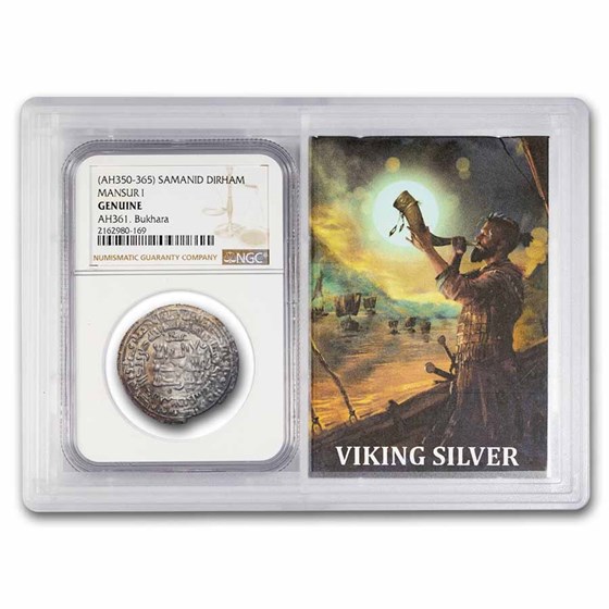AH 350-365 Samanid Dynasty Silver Dirham NGC (Viking Silver)