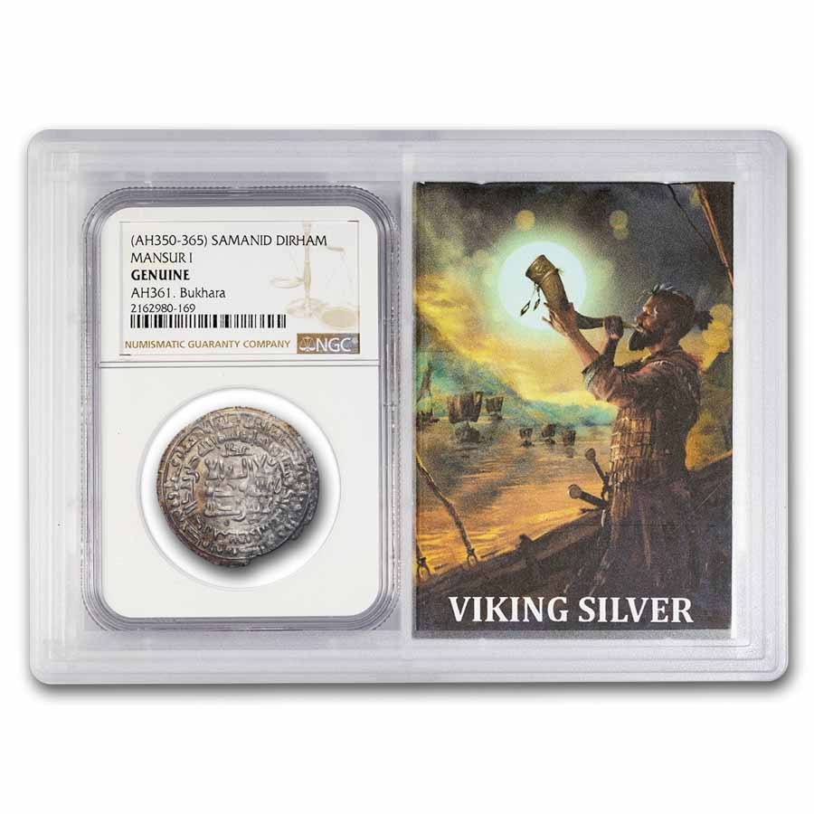 AH 350-365 Samanid Dynasty Silver Dirham NGC (Viking Silver)