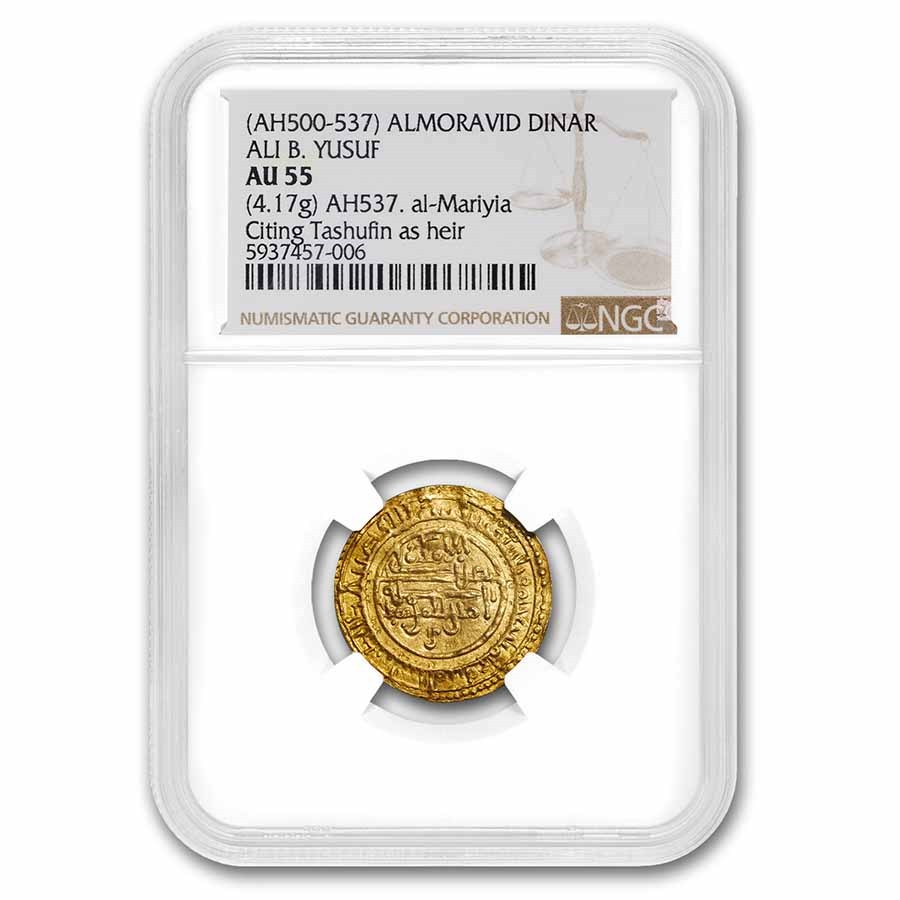 Almoravid Dynasty Gold Dinar (AH500-537) AU-55 NGC