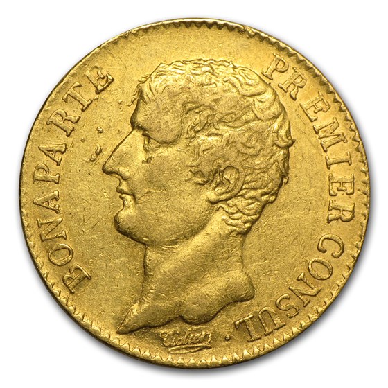 AN12-A France Gold 20 Francs Bonaparte Premier Consul Avg Circ AN12-A France Gold 20 Francs Bonaparte Premier Consul Avg Circ