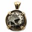Ancient Greek Aegina AR Stater Sea Turtle 14 K Gold Bezel