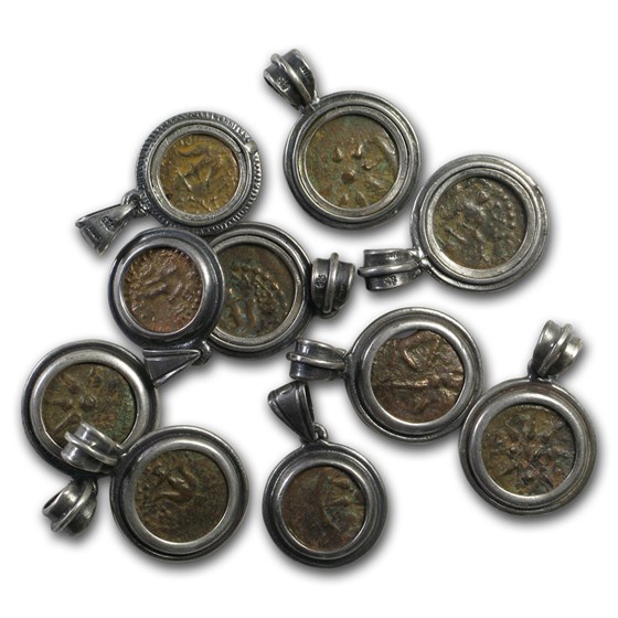 Ancient Judaea Widows Mite Alex. Jannaeus (103-76 BC) Bezel Mount Ancient Judaea Widows Mite Alex. Jannaeus (103-76 BC) Bezel Mount