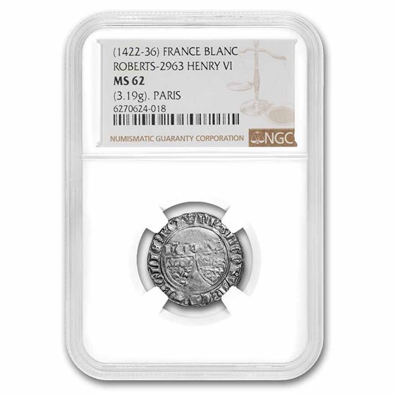 Anglo France-Paris AR Blanc Henry VI (1422-1436 AD) MS-62 NGC Anglo France-Paris AR Blanc Henry VI (1422-1436 AD) MS-62 NGC