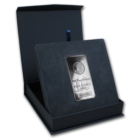 APMEX Gift Box - 10 oz Silver Bar (Morgan Design)
