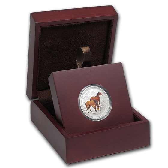 APMEX Wood Gift Box - 1/2 oz Perth Mint Silver Coin Series 2