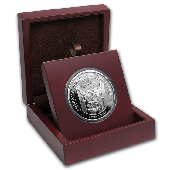 APMEX Wood Gift Box - 5 oz Silver Round APMEX (63.5 mm)