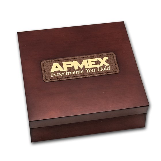 APMEX Wood Gift Box - 5 oz US Mint ATB Silver Coin w/Z10 Capsule APMEX Wood Gift Box - 5 oz US Mint ATB Silver Coin w/Z10 Capsule